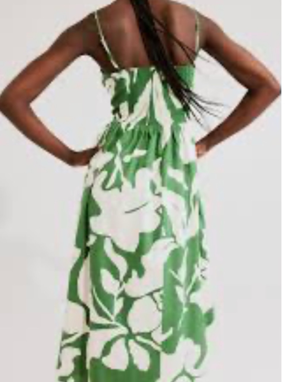 Green & White Linen-Blend Floral Print Midi Dress - Picture 2 of 11